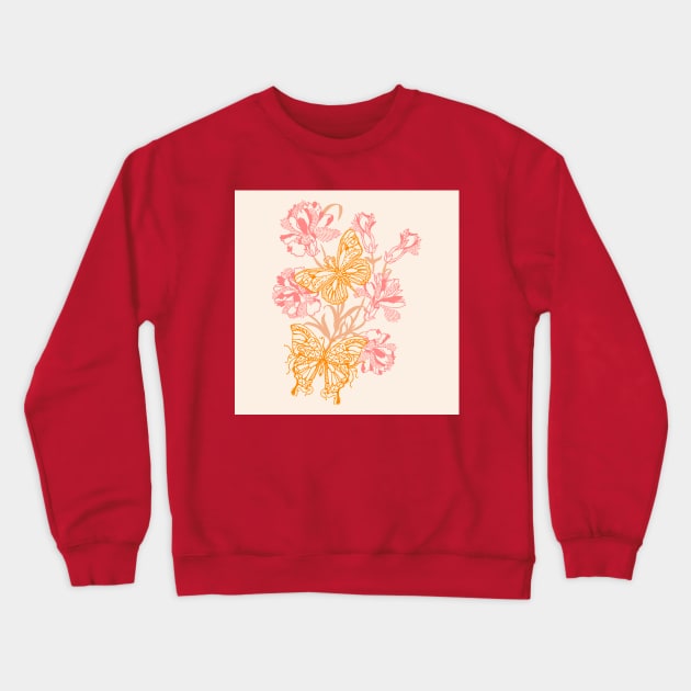 Summer Butterflies and Flowers Crewneck Sweatshirt by Carolina Díaz